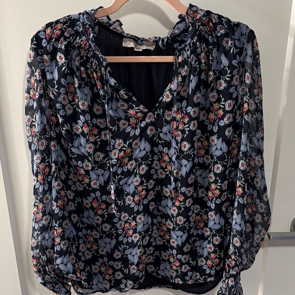 LOFT Black Floral Blouse